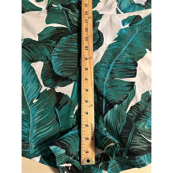Boohoo Nasty Gal Romper Playsuit Green White 50s Style Palm Leaves Womens Sz L - Picture 14 of 15